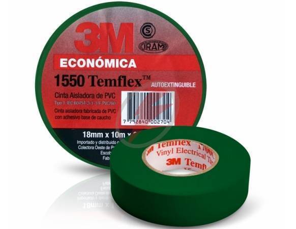 CINTA AIS PVC TEMFLEX 165 19MMX18M VERDE (EX1550) - Materiales, Eléctricos, Electricidad, Tableros, Rosario